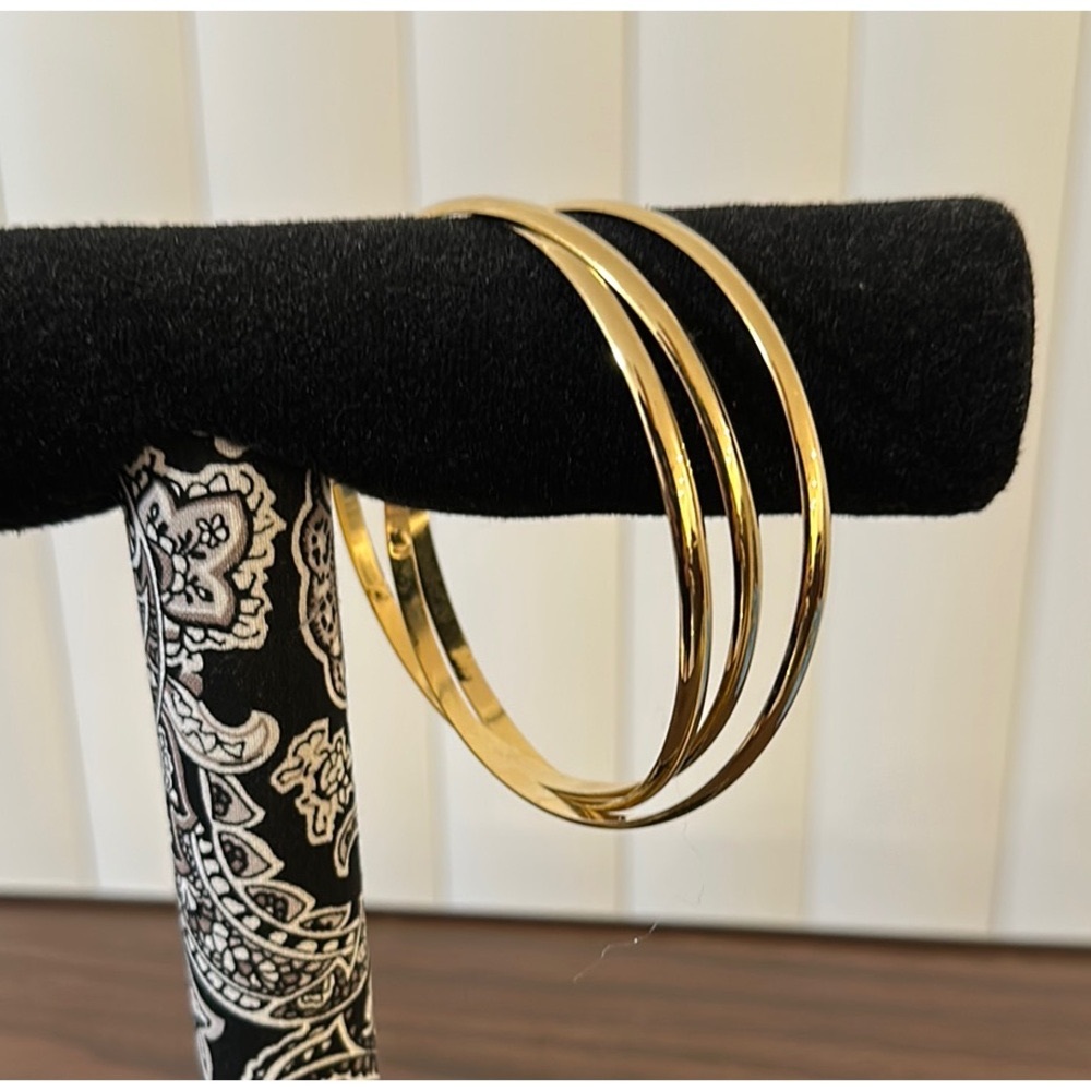 3 Gold-tone Women's Bangles 3”Wide